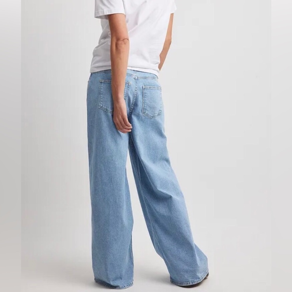NA-KD Cotton Wide Low Waist Light Blue Jeans size US- 10(L), EU-40 - Picture 2 of 10